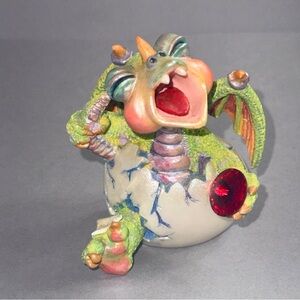 Franklin Mint Colorful Dragon Egg Figurine Cranky Gemstone Ruby